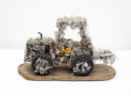 Herms__Tarzan_Feathers_Forklift_(email)__1986__assemblage_sculpture__13_x_22.5_x_10.75_in._CNON_56.971