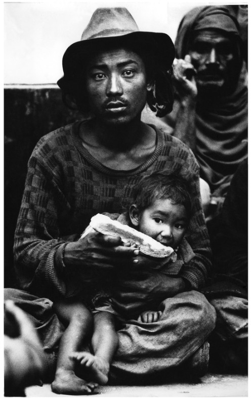 Tibetan refugees at the railway station, Delhi, India, 1965